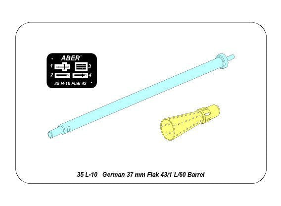 Aber 35L-010N German 37mm Flak 43/1 L/60 Barrel 1/35 – imagen 7