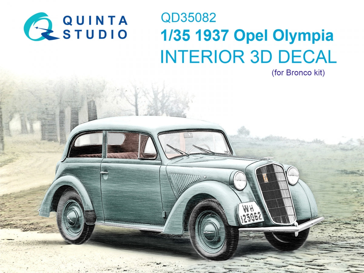 Quinta Studio QD35082 1937 Opel Olympia Intérieur imprimé en 3D et coloré sur papier décalcomanie (Bronco) 1/35 