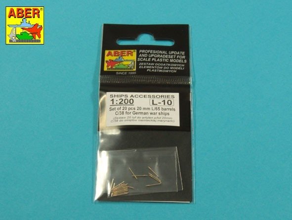 Aber 200L-10 Zestaw 20 luf 20 mm L/65 C/38 do Niemieckich okrętów 1/200 – immagine 3