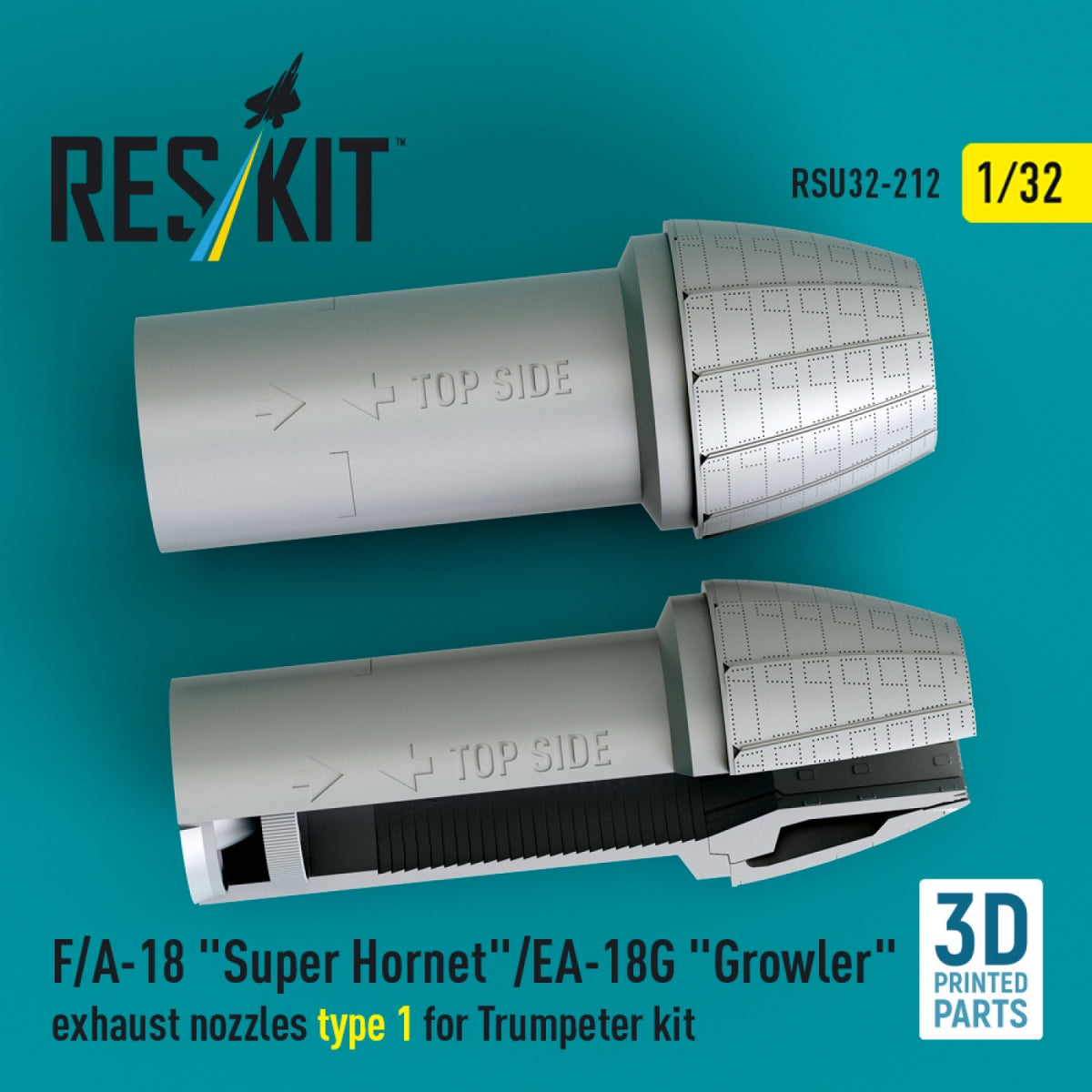 RESKIT RSU32-0212 F/A-18 "Super Hornet"/EA-18G "Growler" exhaust nozzles type 1 for Trumpeter kit (3D Printed) 1/32
