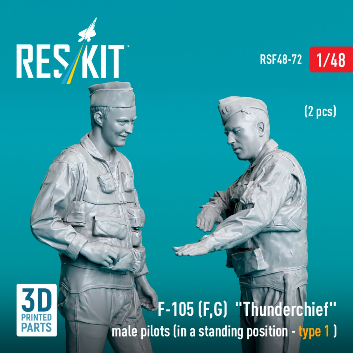 RESKIT RSF48-0072 F-105 (F, G) « Thunderchief » pilotes masculins (en position debout - type 1) (2 pièces) (Impression 3D) 1/48 – image 2