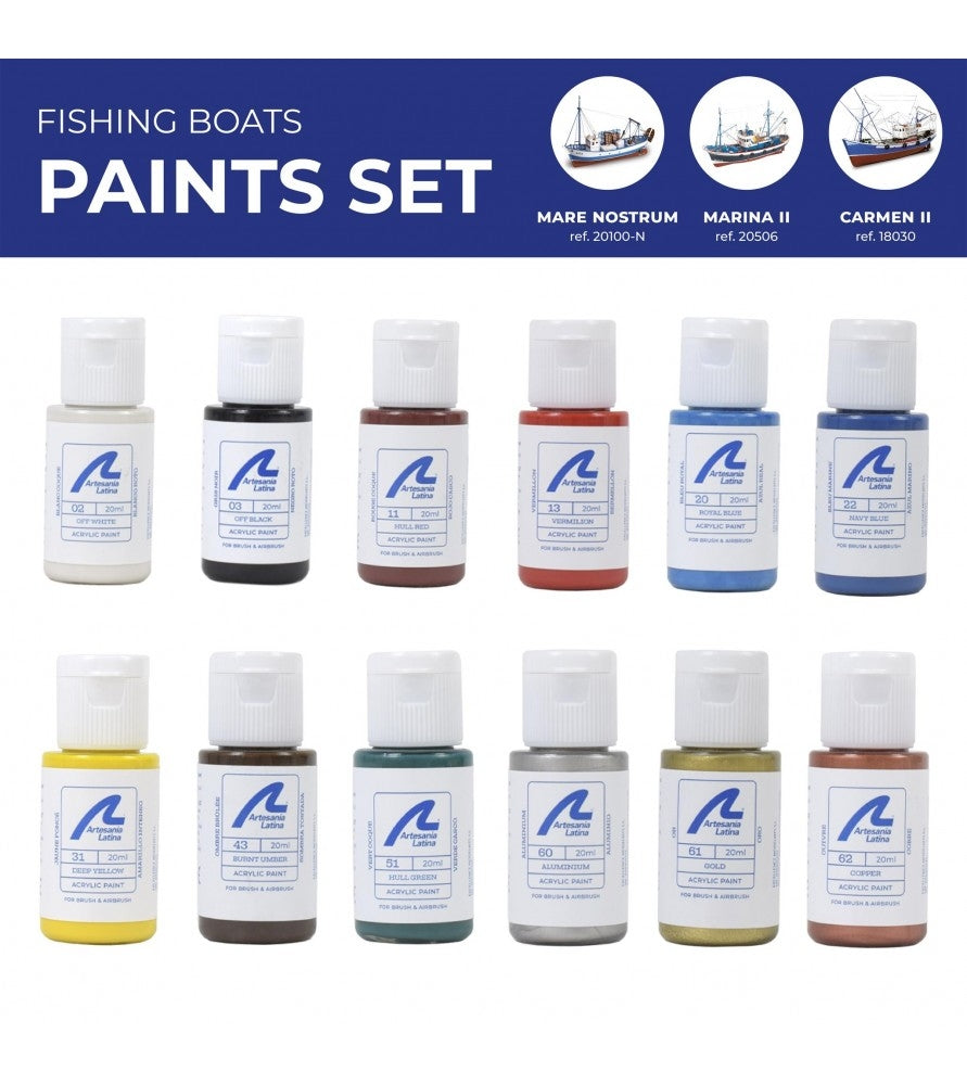 ARTESANIA LATINA 277PACK3 Zestaw farb akrylowych 12x20 ml - Fishing &amp; tugboats