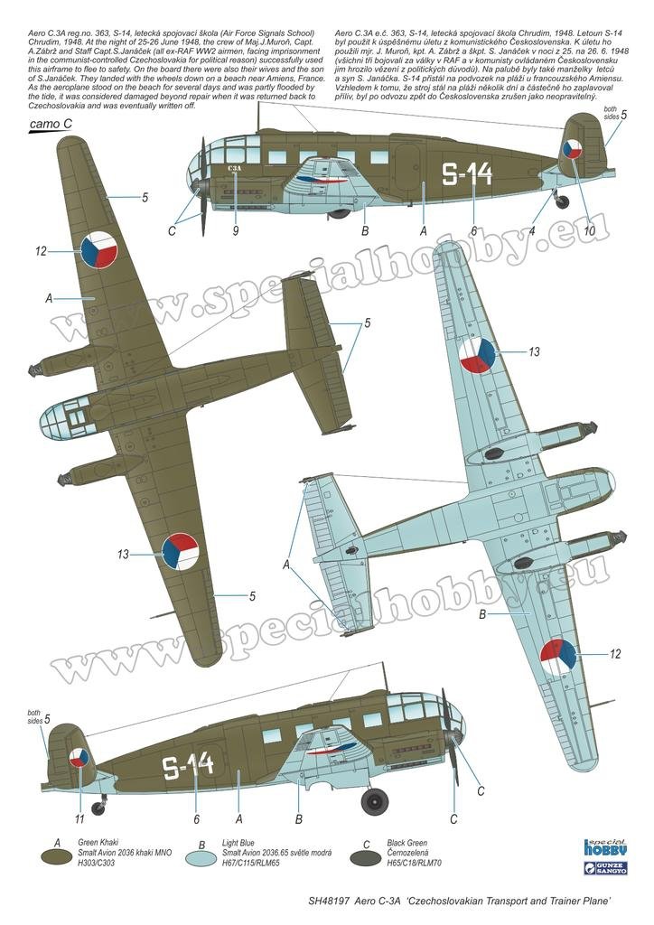 Special Hobby 48197 Aero C-3A &amp;#39;Czechoslovakian Transport and Trainer Plane&amp;#39; 1/48 – Bild 5