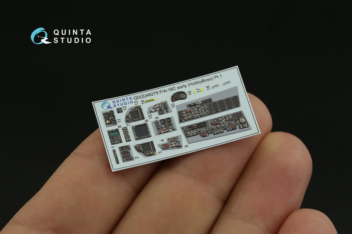 Quinta Studio QDS-48279 F/A-18C early 3D-Printed &amp;amp; coloured Interior on decal paper (HobbyBoss)(Small version) 1/48 – immagine 5