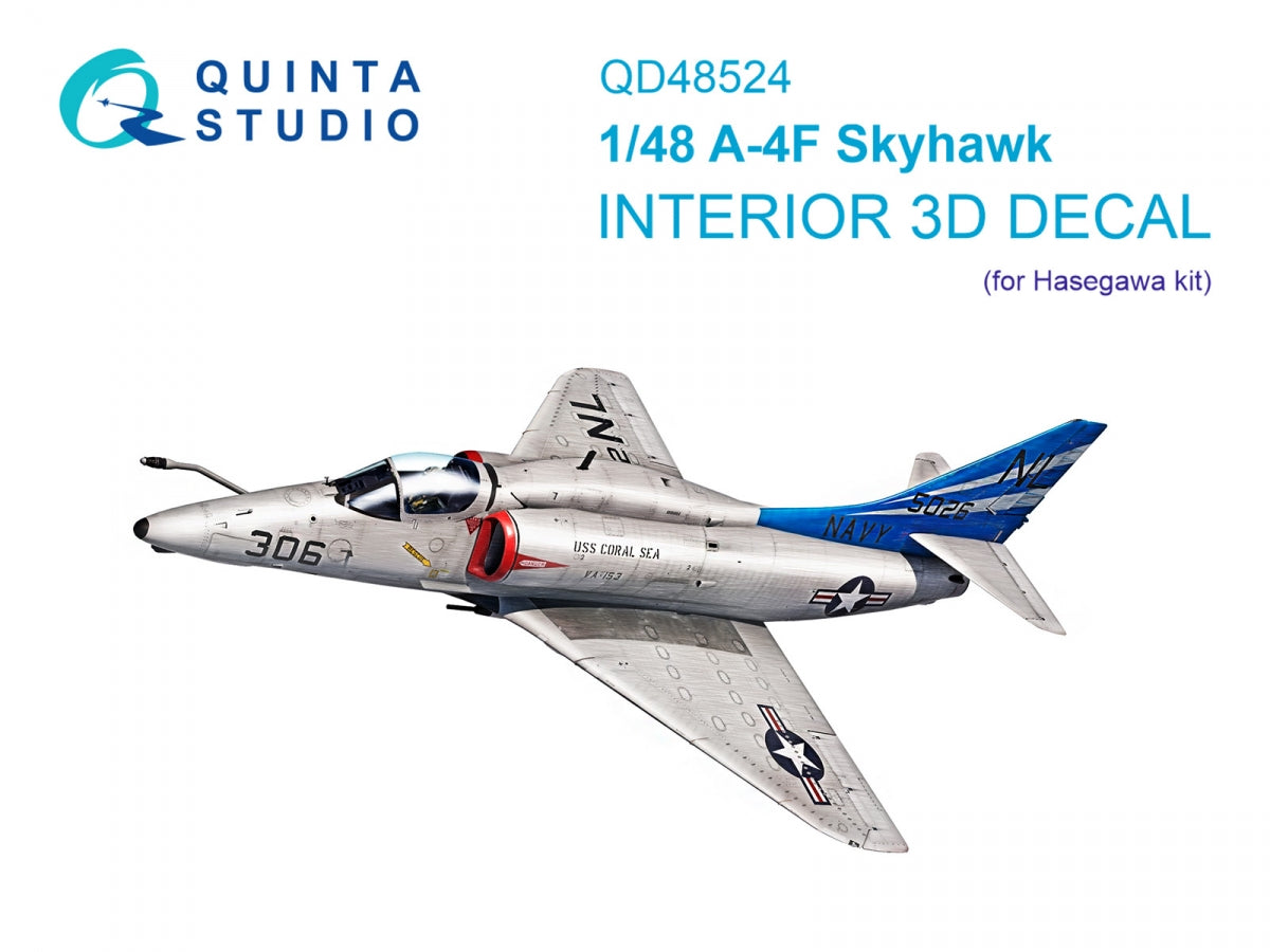 Quinta Studio QD48524 A-4F 3D-Printed &amp;amp; coloured Interior on decal paper (Hasegawa/Hobby2000) 1/48