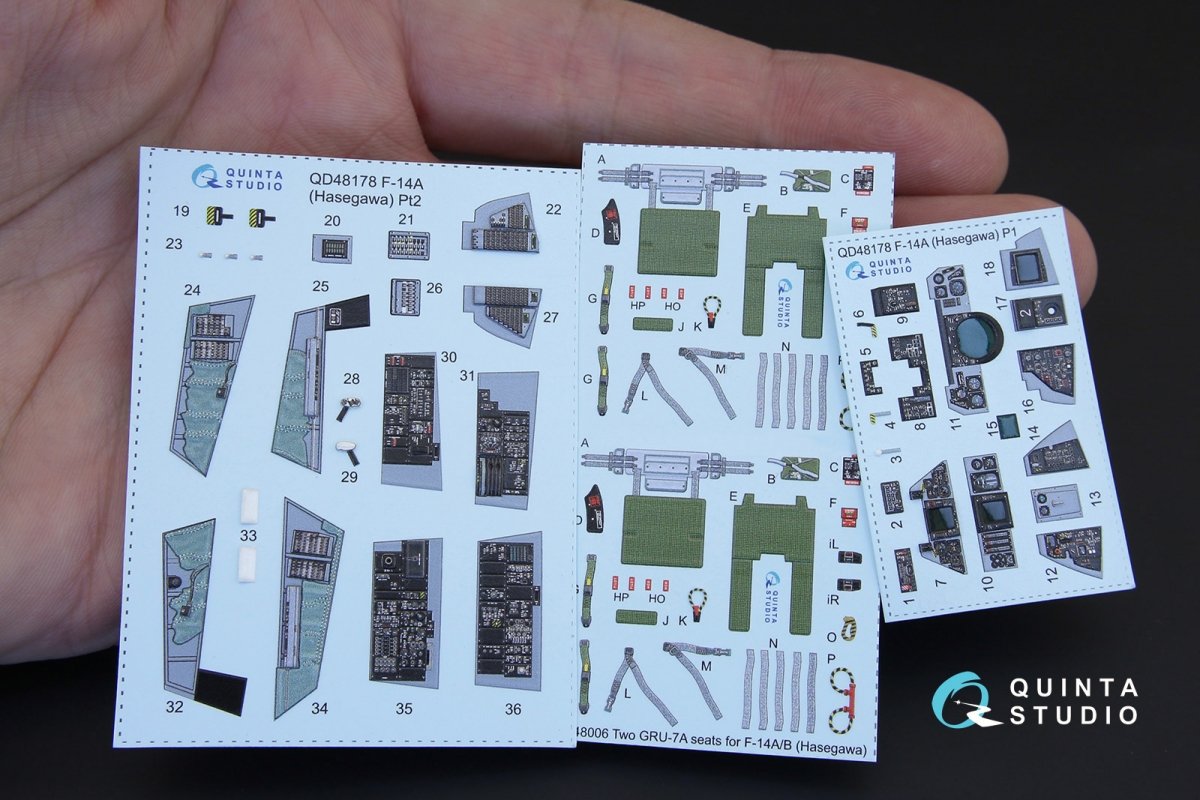 Intérieur imprimé en 3D et coloré sur papier décalcomanie Quinta Studio QD48178 F-14A (pour maquette Hasegawa) 1/48 – image 9