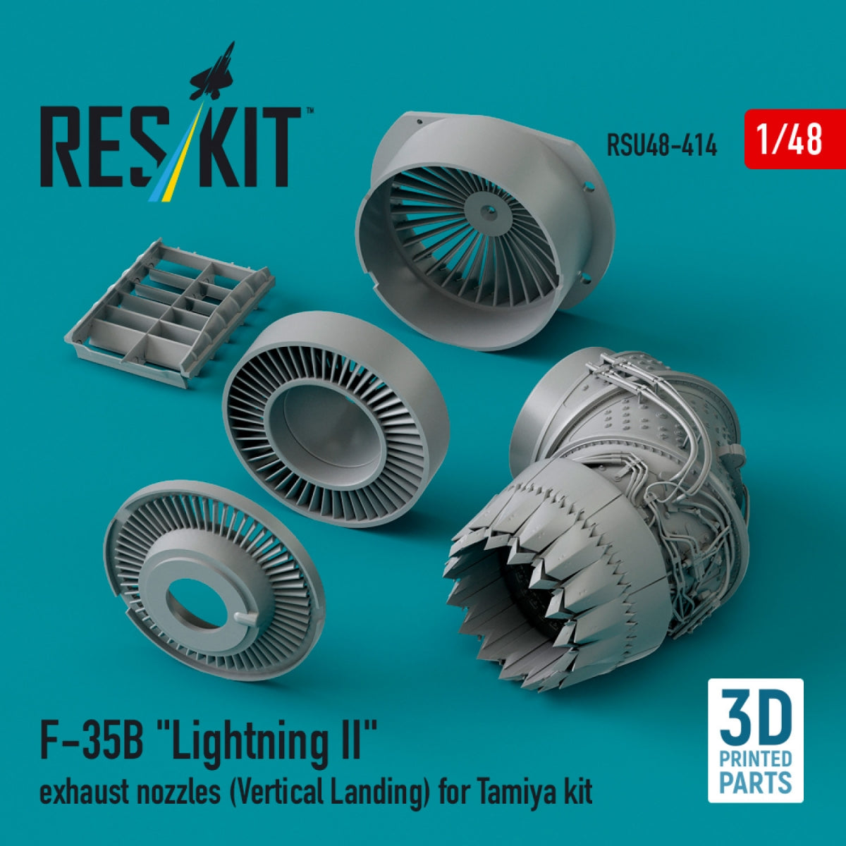 RESKIT RSU48-0414 F-35B &amp;quot;Lightning II&amp;quot; exhaust nozzles (Vertical Landing) for Tamiya kit (3D printed) 1/48 – imagen 2