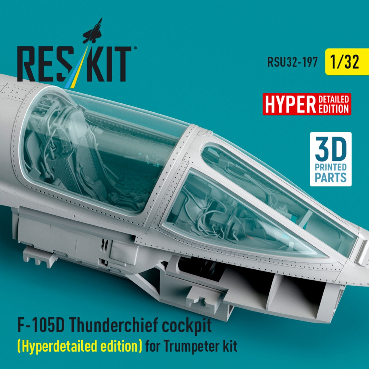 RESKIT RSU32-0197 F-105D Thunderchief cockpit (Hyperdetailed edition) for Trumpeter kit (3D Printed) 1/32