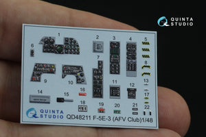 Quinta Studio QD48211 F-5E-3 Tiger II 3D-Printed &amp;amp; coloured Interior on decal paper ( AFV Club ) 1/48 – Bild 8