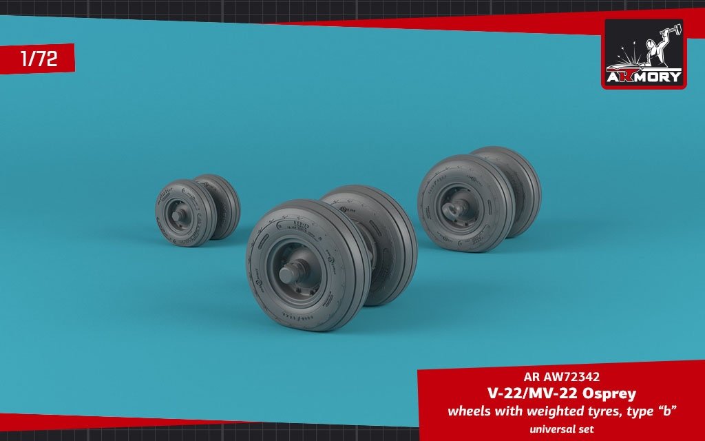 Armory Models AW72342 V-22/MV-22 Osprey wheels w/ weighted tires type “b” 1/72 – Bild 4