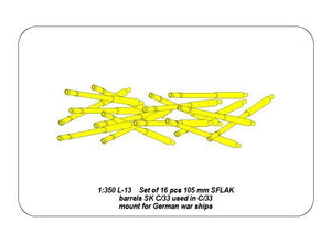 Aber 350L-13 Set of 16 pcs 105 mm SFLAK barrels SKC/33 used in C/31 mount for German war ships 1/350 – immagine 5