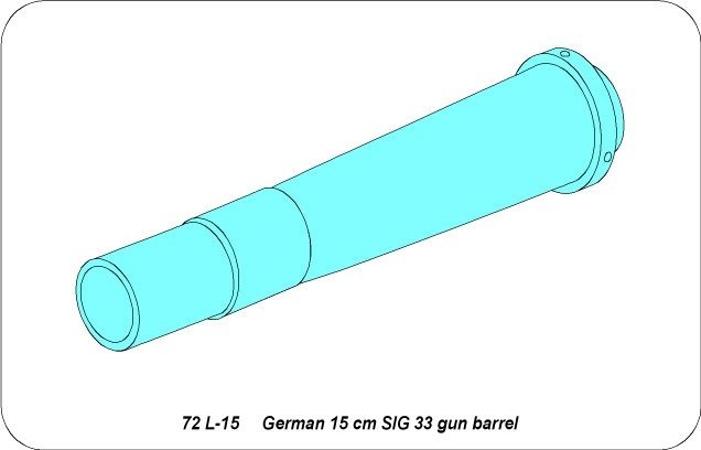 Aber 72L-15 Lufa 15cm do niemieckiej haubicy SiG 33 / German 15cm SIG 33 gun barrel 1/72 – immagine 3