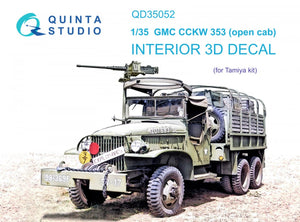 Quinta Studio QD35052 GMC CCKW 353 (open cab) 3D-Printed &amp;amp; coloured Interior on decal paper ( Tamiya ) 1/35