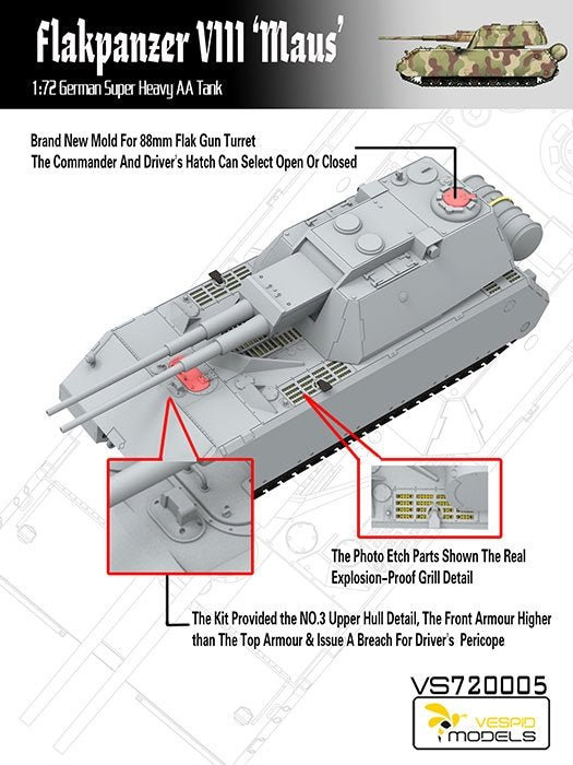 Vespid Models VS720005 Flakpanzer VIII MAUS 1/72 – imagen 3