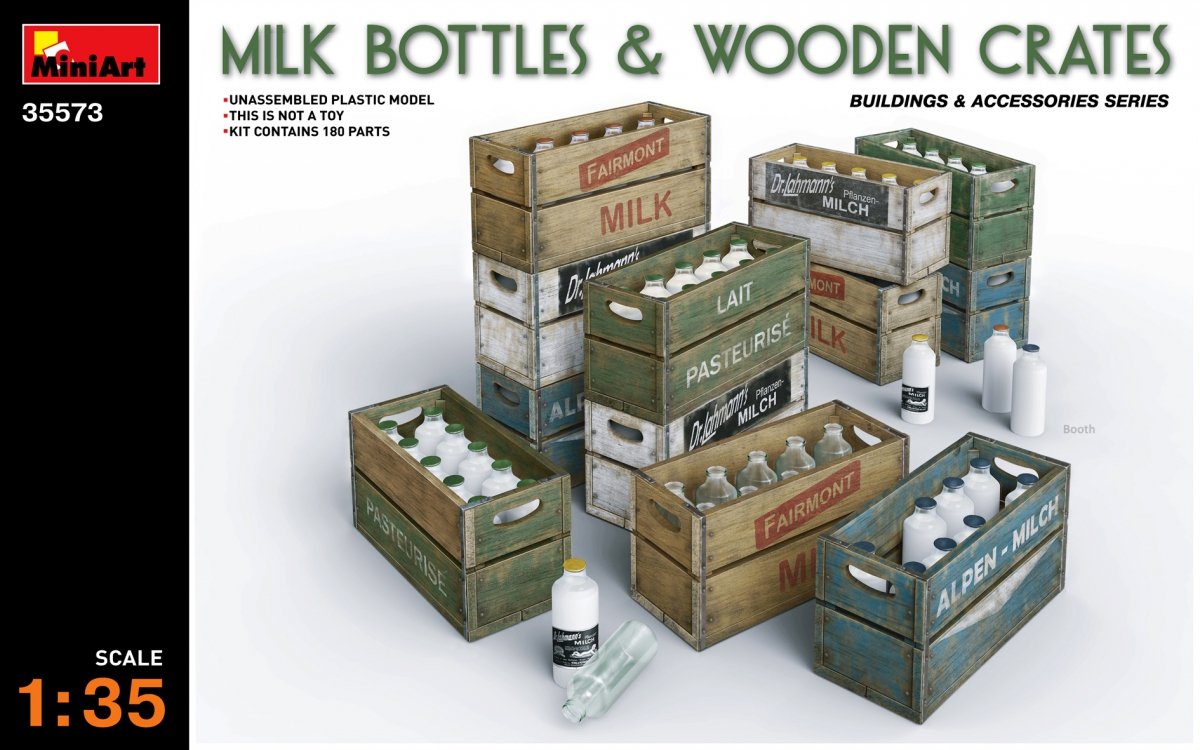 Miniart 35573 MILK BOTTLES & WOODEN CRATES 1/35