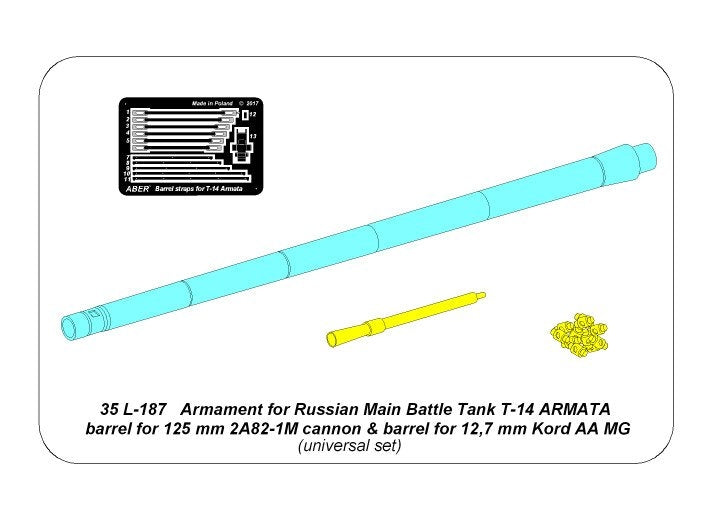 Armement Aber 35L-187 pour char de combat principal russe T-14 ARMATA : canon de 125 mm 2A82-1M et canon de 12,7 mm à l&amp;#39;échelle 1/35. – image 12