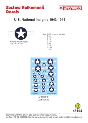 Techmod 48104 - US National Insignia 1943-1945 1/48 – immagine 2