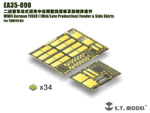 ET Model EA35-090 Ailes et jupes latérales pour maquette TAMIYA 1/35 du char allemand TIGER I (production moyenne/tardive) de la Seconde Guerre mondiale – image 2
