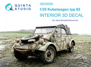 Intérieur imprimé en 3D et coloré sur papier décalcomanie Quinta Studio QD35055 Kubelwagen type 82 (Italeri) 1/35