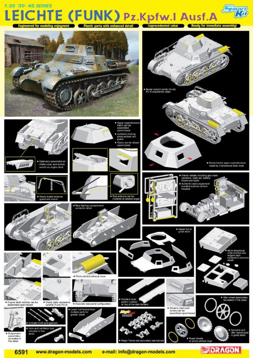 Dragon 6591 Leichte (Funk) Pz.Kpfw.I Ausf.A 1/35 – zdjęcie 4