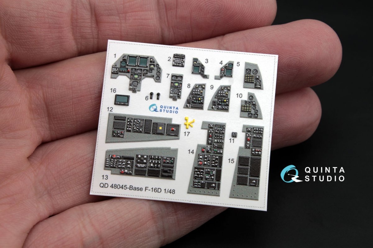 Quinta Studio QD48045 F-16D (block 30/40/50) 3D-Printed &amp;amp; coloured Interior on decal paper (for Kinetic kit) 1/48 – imagen 3