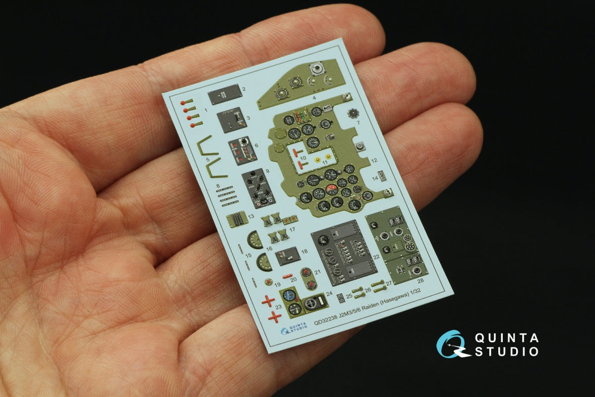 Quinta Studio QD32238 Mitsubishi J2M3/5/6 Raiden 3D-Printed colored Interior on decal paper (Hasegawa) 1/32 – image 2