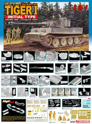 Dragon 6252 Pz.Kpfw. VI Ausf. E (Sd.Kfz. 181) Tiger I Initial Type (3 in 1) – image 2