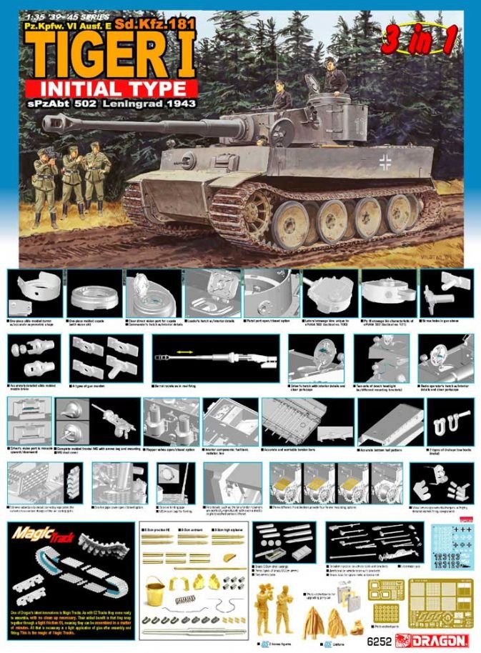 Dragon 6252 Pz.Kpfw. VI Ausf. E (Sd.Kfz. 181) Tiger I Initial Type (3 in 1) – image 2