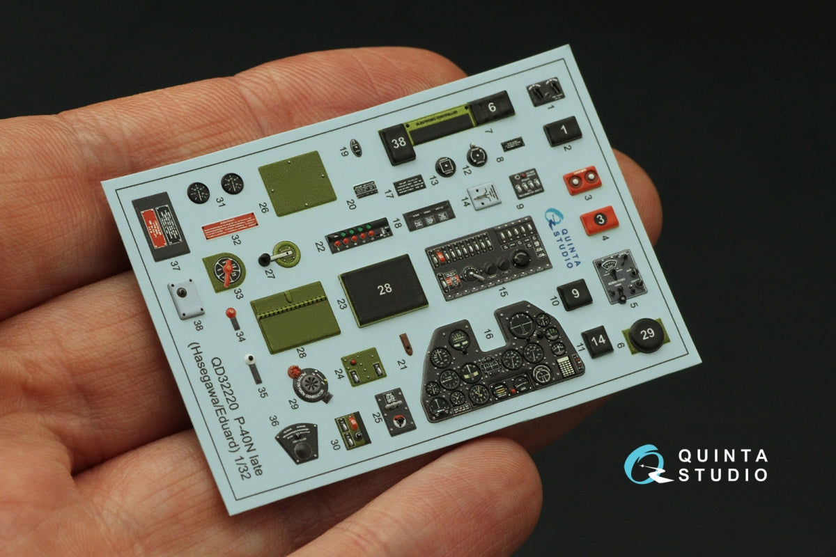 Quinta Studio QD32220 P-40N late 3D-Printed coloured Interior on decal paper (Hasegawa/Eduard) 1/32 – Bild 4