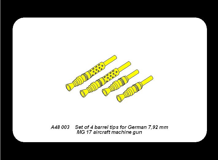 Aber A48 003 Set of 4 barrels tips for German 7,92 mm MG 17 aircraft machine guns 1/48 – zdjęcie 5