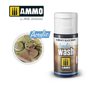 AMMO de Mig Jimenez 0711 LAVAGE ACRYLIQUE Noir 15 ml