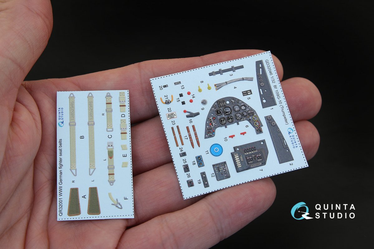Quinta Studio QD32046 Bf 109G-10 3D-Printed &amp;amp; coloured Interior on decal paper (for Trumpeter kit) 1/32 – imagen 3
