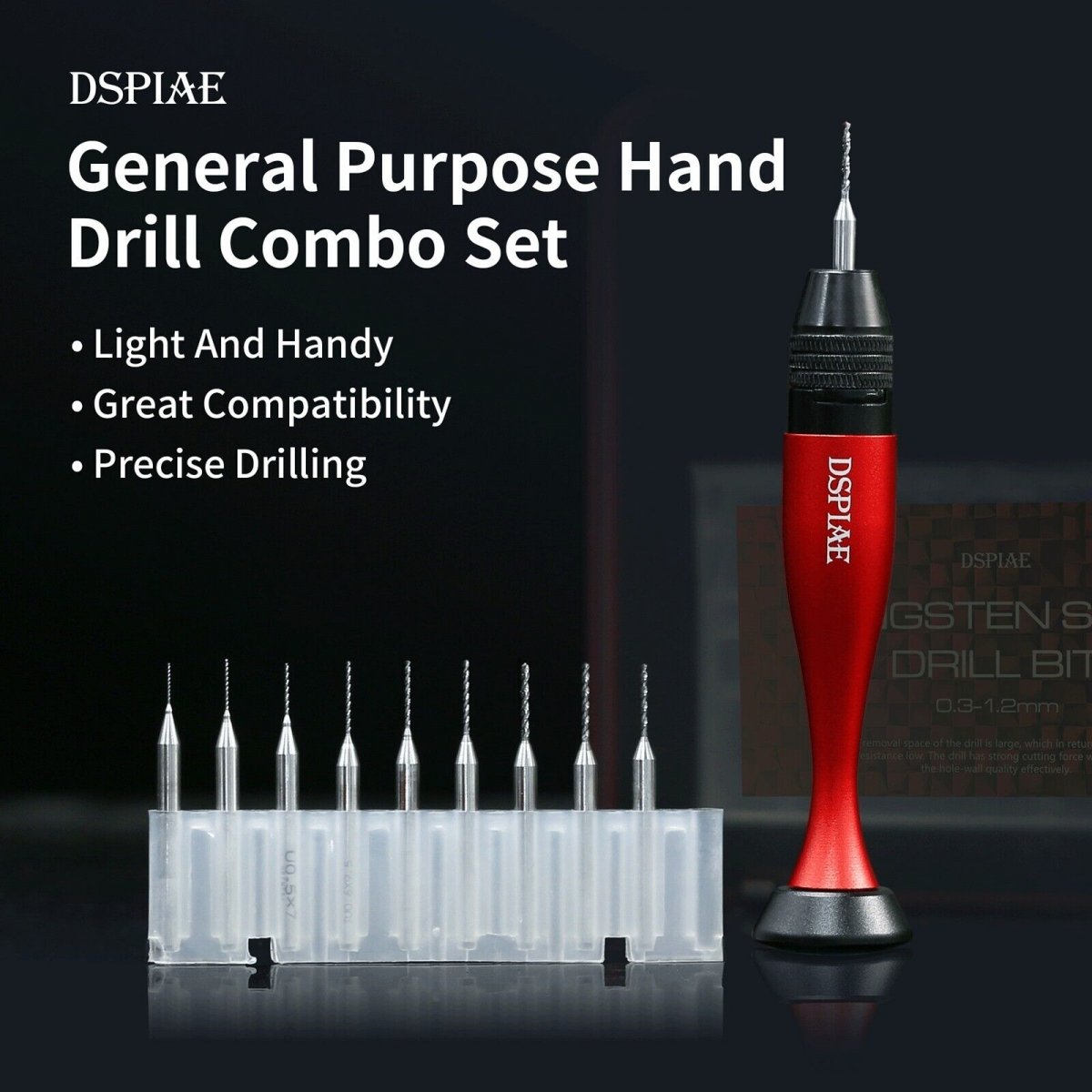 DSPIAE AT-VHDS Aluminum Alloy Hand Drill 0.3-3.2mm / wiertarka z wiertłami – Bild 3