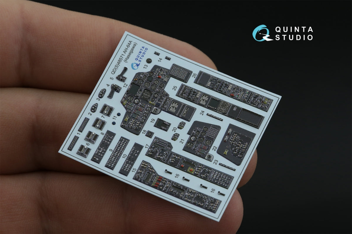 Quinta Studio QDS-48571 AH-64A 3D-Printed &amp;amp; coloured Interior on decal paper (Hasegawa) (small version) 1/48 – immagine 5