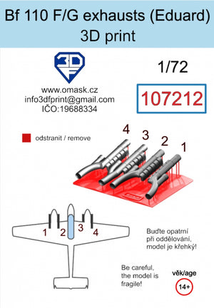 Omask 107212 Bf 110 F/G exhaust (Eduard) 3D print 1/72 – Bild 2