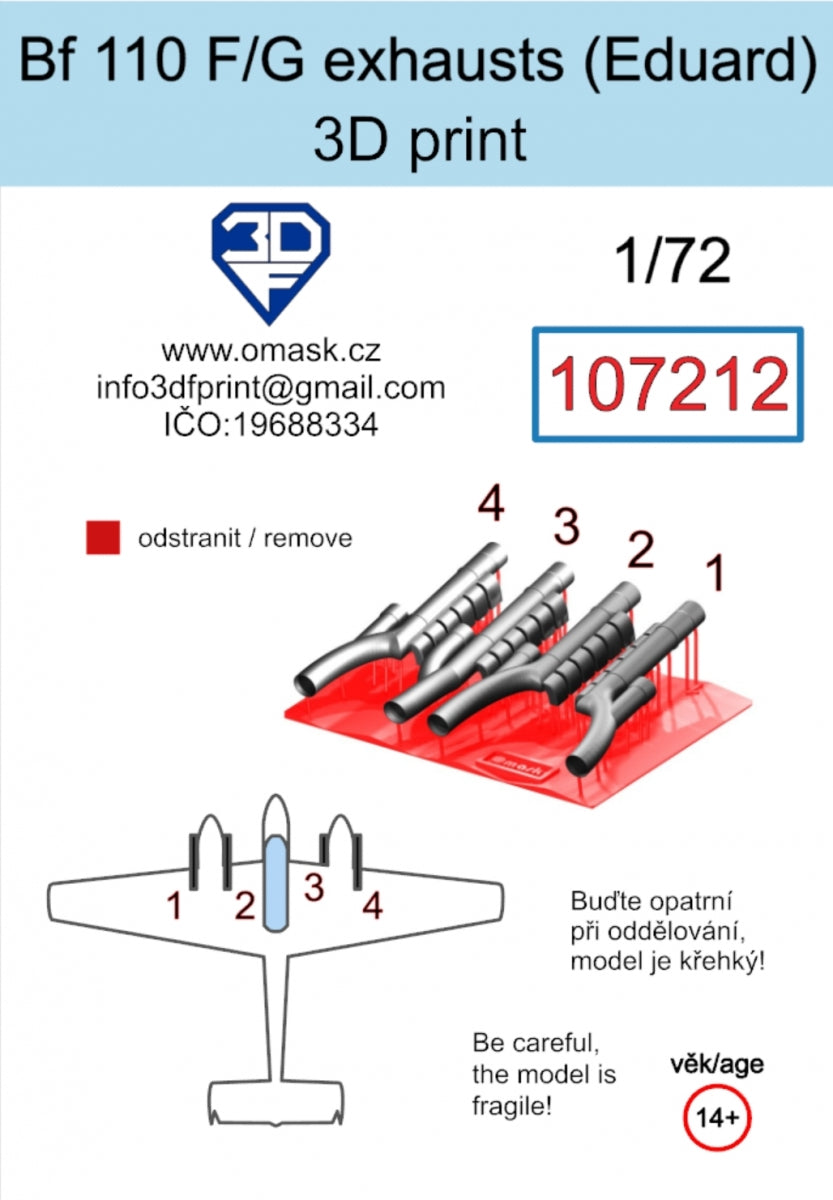 Omask 107212 Bf 110 F/G exhaust (Eduard) 3D print 1/72 – Bild 2