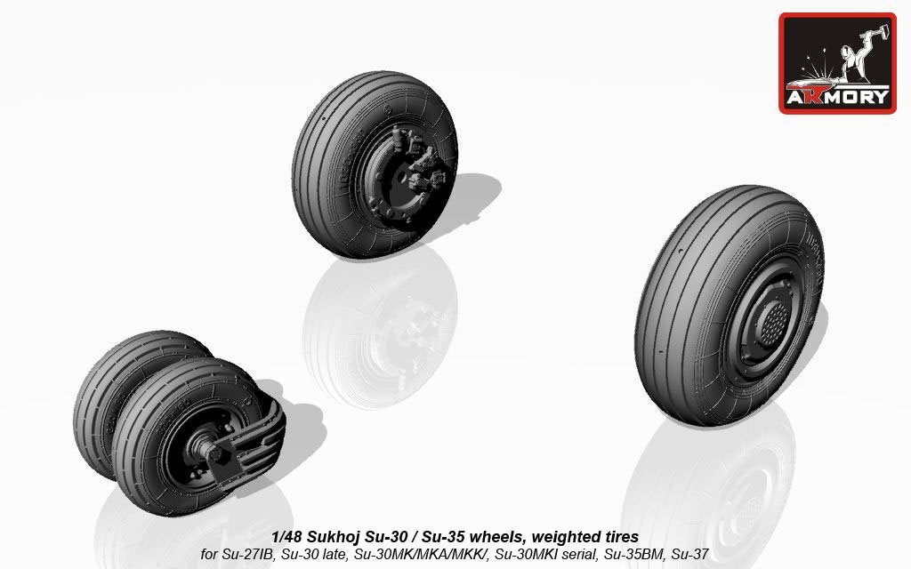 Armory Models AW48024 Roues Sukhoj Su-30 / Su-35, pneus lestés, garde-boue avant 1/48 – image 3