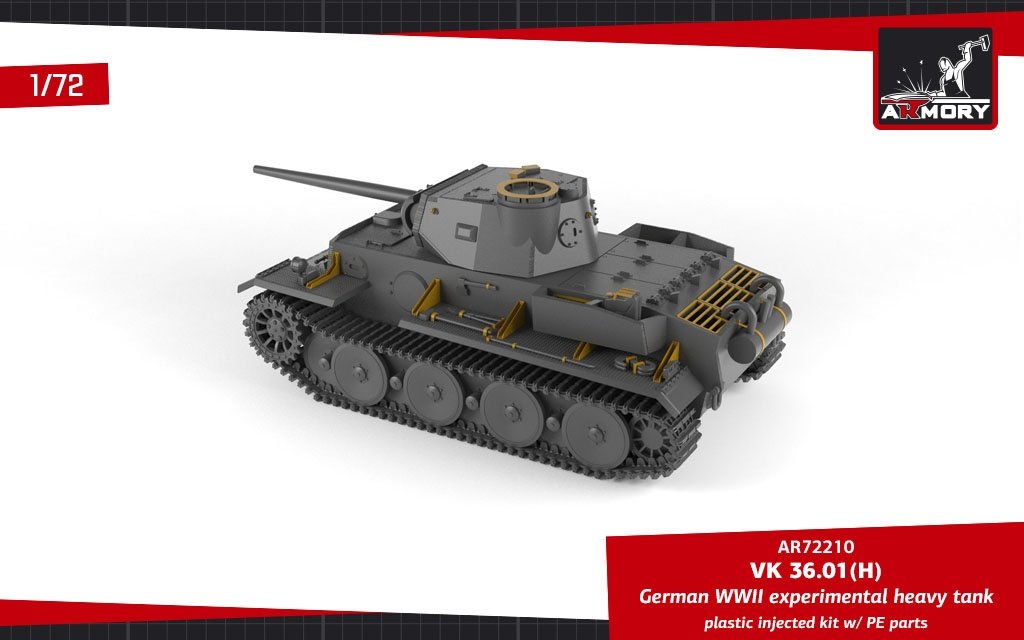 Armory Models 72210 VK 36.01(H) Char lourd expérimental allemand de la Seconde Guerre mondiale, échelle 1/72 – image 8