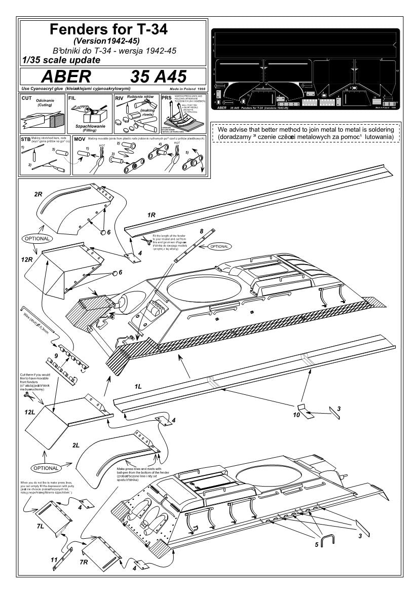Aber 35A045 Błotniki do T-34 (wersje od 42 do 45) 1/35 – imagen 4