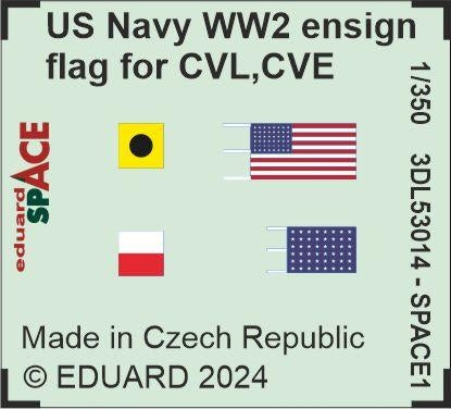 Eduard 3DL53014 US Navy WW2 ensign flag for CVL, CVE, CL & DD SPACE 1/350