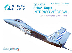 Quinta Studio QD48038 F-15A 3D-Printed &amp;amp; coloured Interior on decal paper (for GWH kit) 1/48
