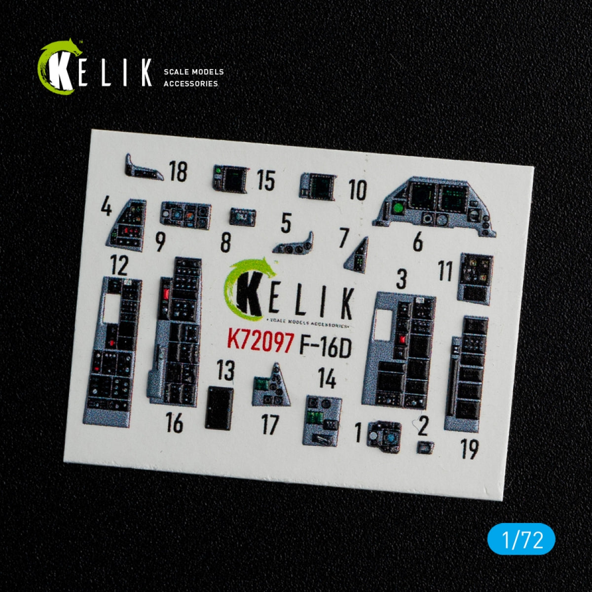 KELIK K72097 F-16D interior 3D decals for Revell kit 1/72 – imagen 3