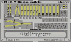 Ceintures de sécurité Wellington Eduard 49045, échelle 1/48, Trumpeter 