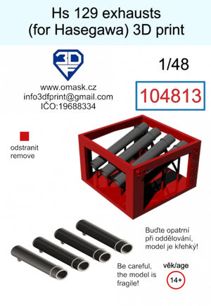 Omask 104813 Hs 129 Exhausts (for Hasegawa/Hobby 2000) 3D print 1/48 – zdjęcie 2