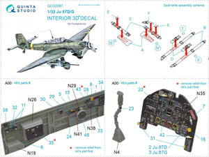 Quinta Studio QD32087 Ju87 D/G 3D-Printed &amp;amp; colored Interior on decal paper (Trumpeter) 1/32 – image 8