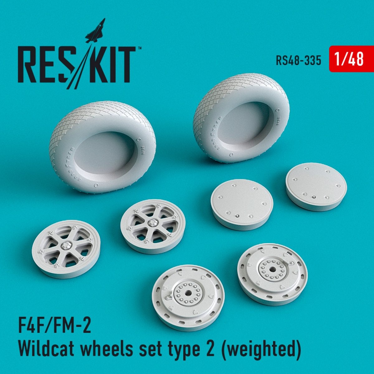 RESKIT RS48-0335 F4F/FM-2 "WILDCAT" WHEELS SET TYPE 2 (WEIGHTED) 1/48