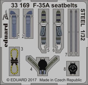 Eduard 33169 F-35A seatbelts STEEL ITALERI 1/32