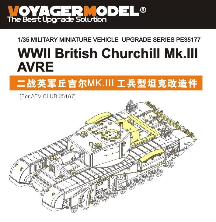 Maquette Voyager PE35177 Churchill Mk.III AVRE britannique de la Seconde Guerre mondiale pour AFV CLUB 35167 1/35