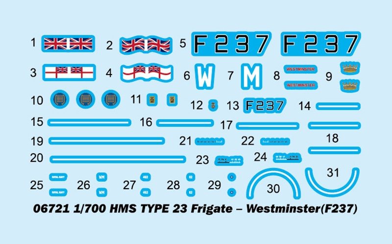 Trumpeter 06721 HMS TYPE 23 Frigate - Westminster (F237) 1/700 – imagen 4