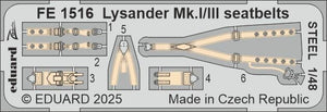 Eduard FE1516 Lysander Mk. I/III seatbelts STEEL Airfix 1/48